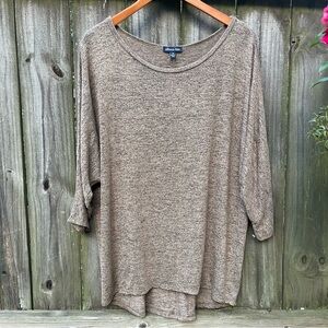 Casual Knit 3/4 Sleeve Top - Brown size 1X women’s